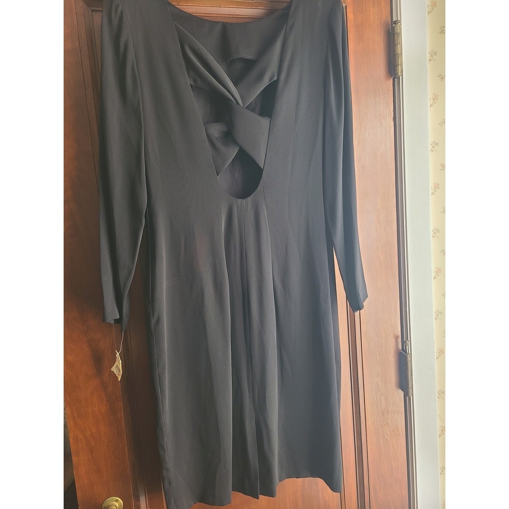 Vintage Talbots Steven Stolman Black Twist Back Cutout Sheath Dress Size 12 - Picture 3 of 16